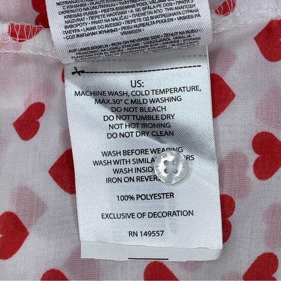 FB Sister Shirt Heart Print Button Down Long Sleeve Toll-tab Size XS - Picture 11 of 12